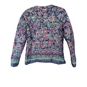 Lilly Pulitzer Medium Reversible Quilted Jacket Women's Colorful Floral/Navy
